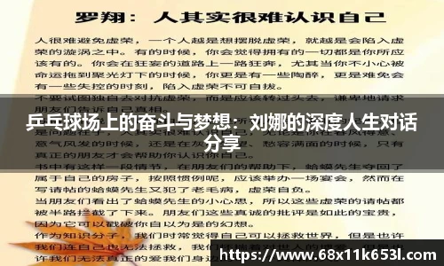 乒乓球场上的奋斗与梦想：刘娜的深度人生对话分享